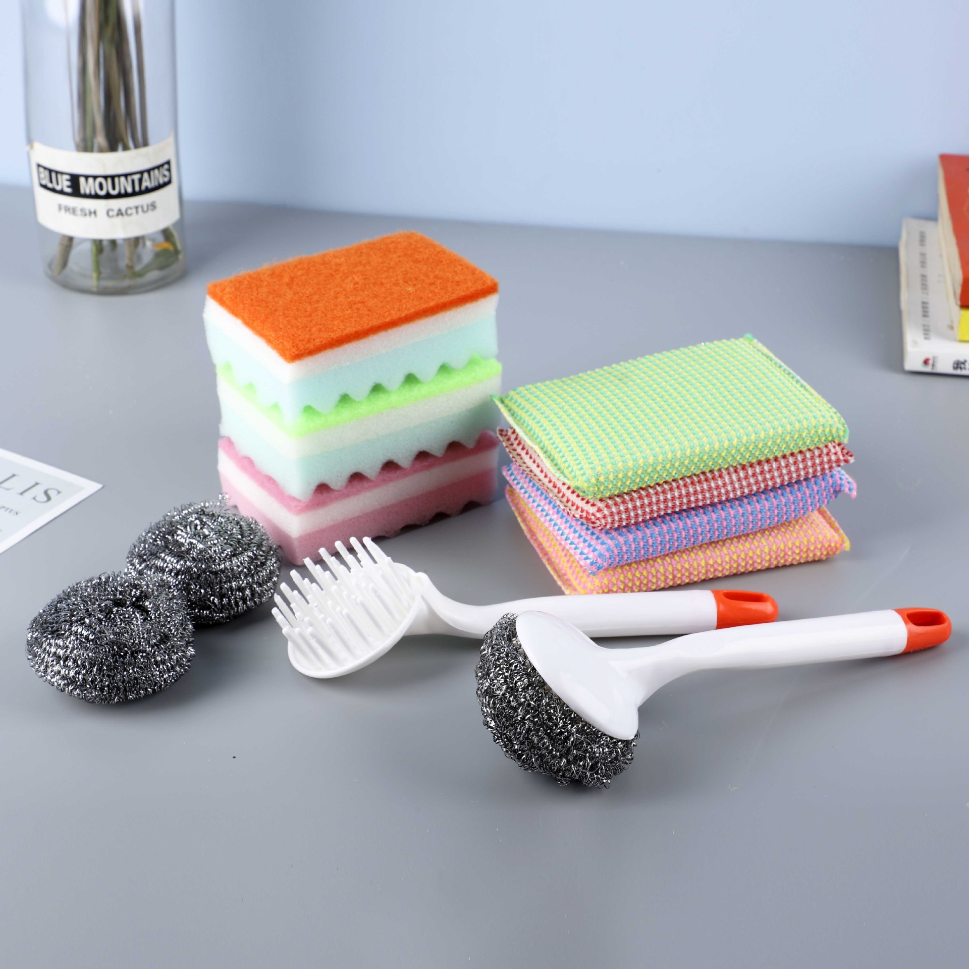 Esponja wipe set de 8 piezas esponja de lavar platos wipe brush big king wire ball set combinado de bolas de limpieza de cocina Application Scenario