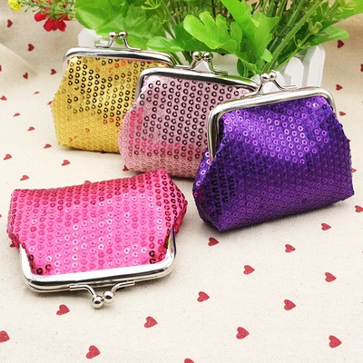 New Small Fresh Sequin Coin Purse Fabric Mouth Gold Bag Girl Coin Bag Christmas Gift Wholesale