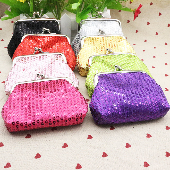 New Small Fresh Sequin Coin Purse Fabric Mouth Gold Bag Girl Coin Bag Christmas Gift Wholesale details Picture