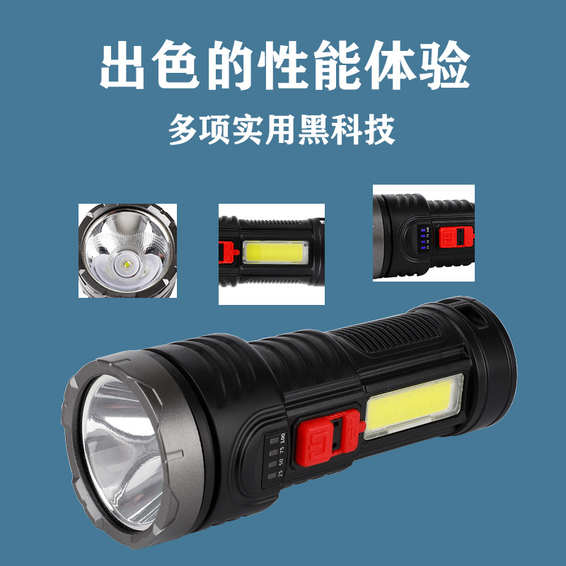 Outdoor high-intensity flashlight, usb rechargeable, side light, fishing light, multi-functional portable light, battery level display LED Application Scenario