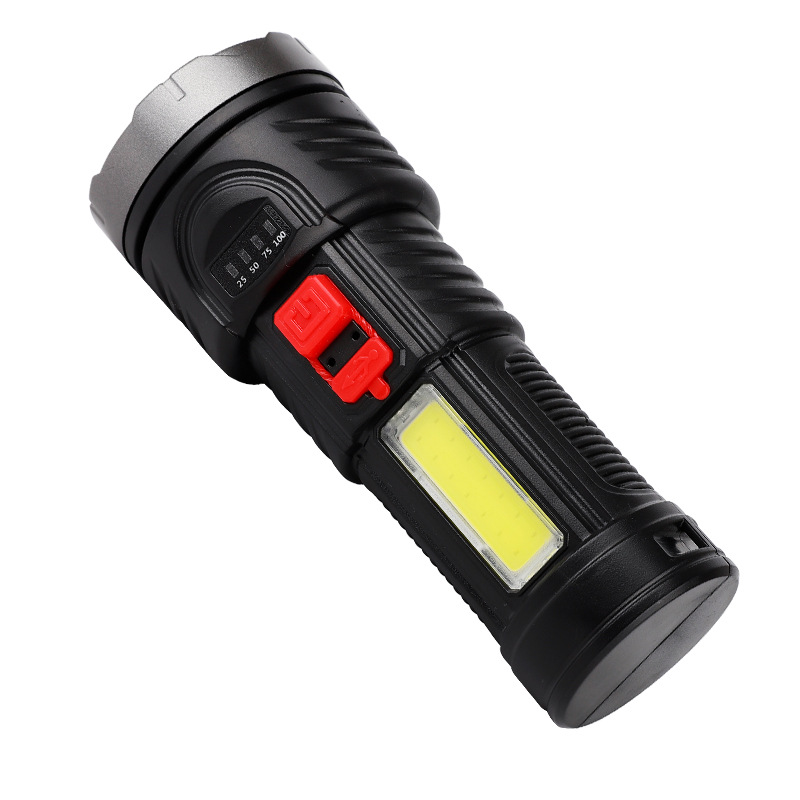 Outdoor high-intensity flashlight, usb rechargeable, side light, fishing light, multi-functional portable light, battery level display LED Item Picture
