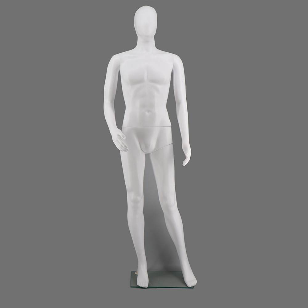 厂家直销普通白色男模特新塑料防摔无脸全身标准身材服装展示道具