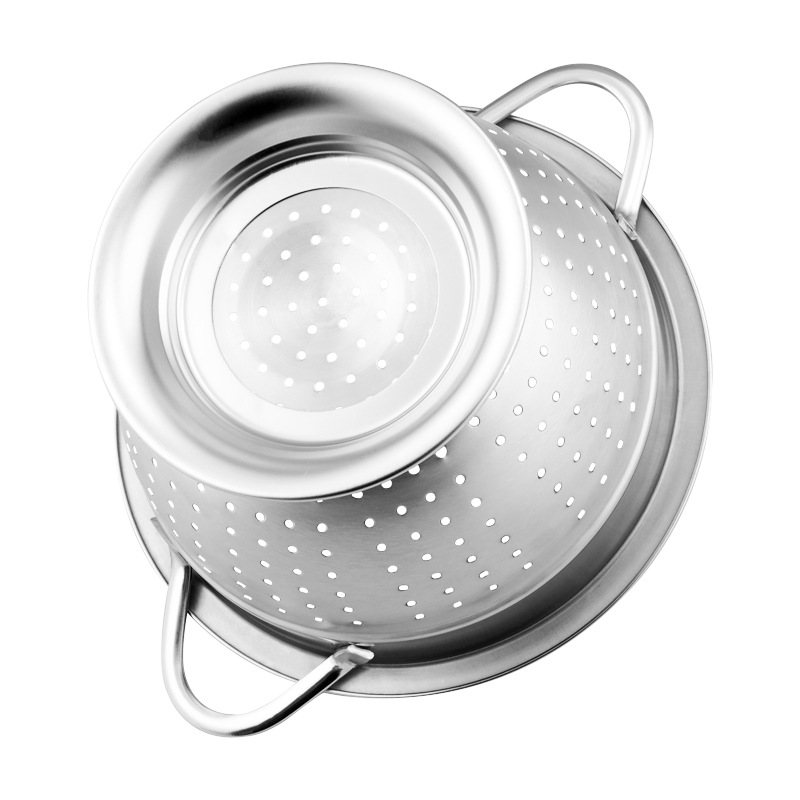 Stainless steel rice-washing sieve water filter basin, non-magnetic single-ring household water fruit basket, double-ring multi-functional multi-hole basket wholesale Application Scenario