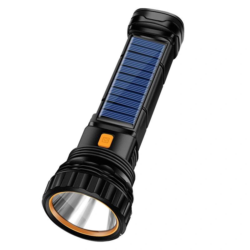 Led Strong Solar Flashlight Usb Rechargeable Portable Small Hand Electric Outdoor Super Bright Multi-Functional Emergency Light