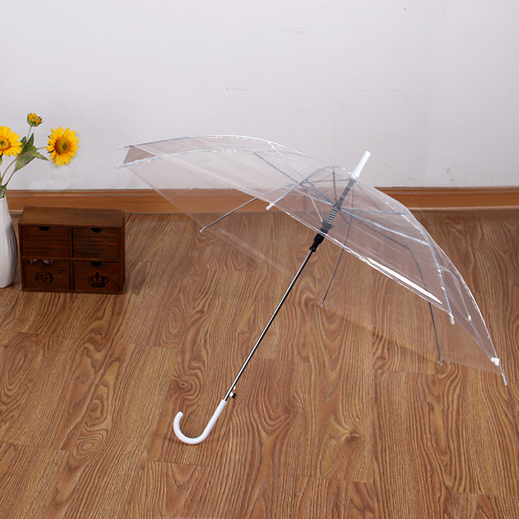 创意小清新长柄透明伞 彩色直杆透明雨伞自动批发 广告礼品伞