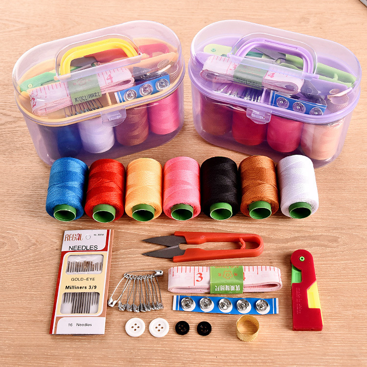 Household large sewing box sewing kit portable multi-functional treasure box 10-piece sewing kit