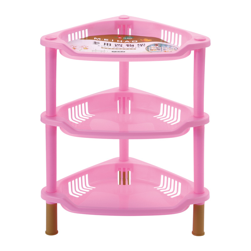 Three-layer desktop plastic storage rack, kitchen sundries and cling film organization rack, bathroom corner bath products storage rack details Picture