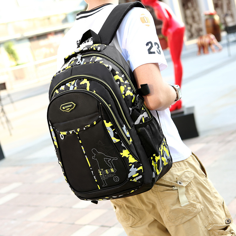 Cross-Border Camouflage Schoolbag Backpack For Primary And Secondary School Students Large Capacity Camouflage Backpack Load Reduction Waterproof Cool Bag