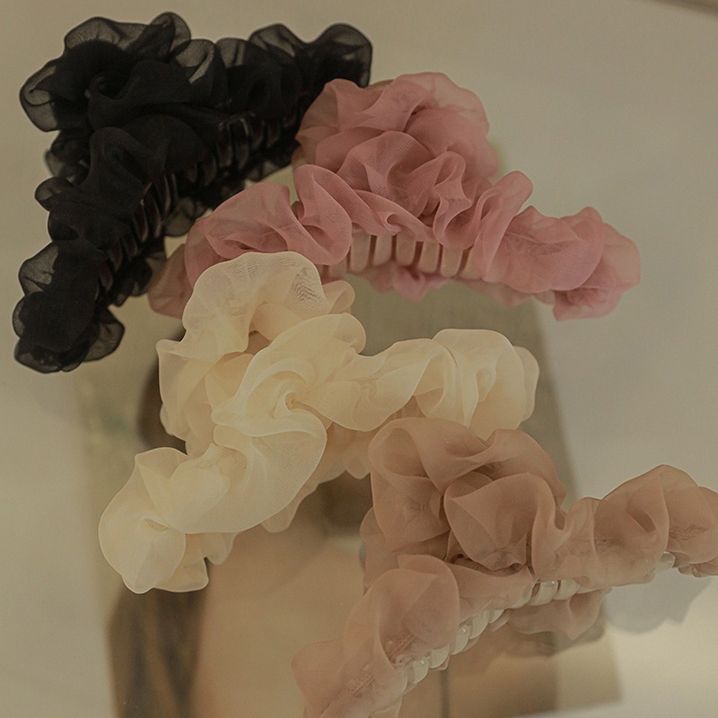 Temperament Fairy Gauze Grab Clip Female Large 2023 New Hair Clip Back Head Hair Amount More Shark Clip Advanced Sense Application Scenario
