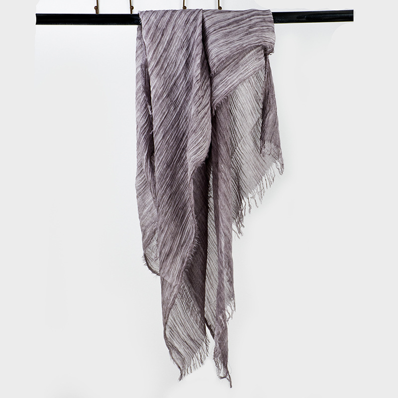 Wholesale of thin, artistic and retro pleated men's cotton and linen scarves for women in spring and autumn 2024, long solid color shawls Application Scenario