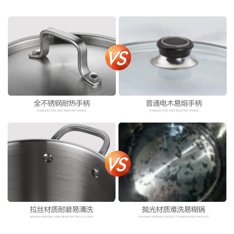Taimate 304 Thickened Stainless Steel Stock Pot 18/22/24Cm Five-Layer Steel Non-Stick Pan Double Bottom Milk Pot Hot Pot Application Scenario