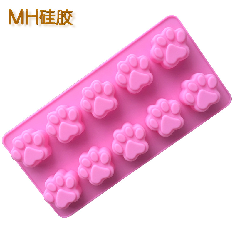 Minghao 10 Cartoon Cat Paw Bear Paw Silicone Soap Mold Cold Soap Mold Silicone Chocolate Baking Mold details Picture