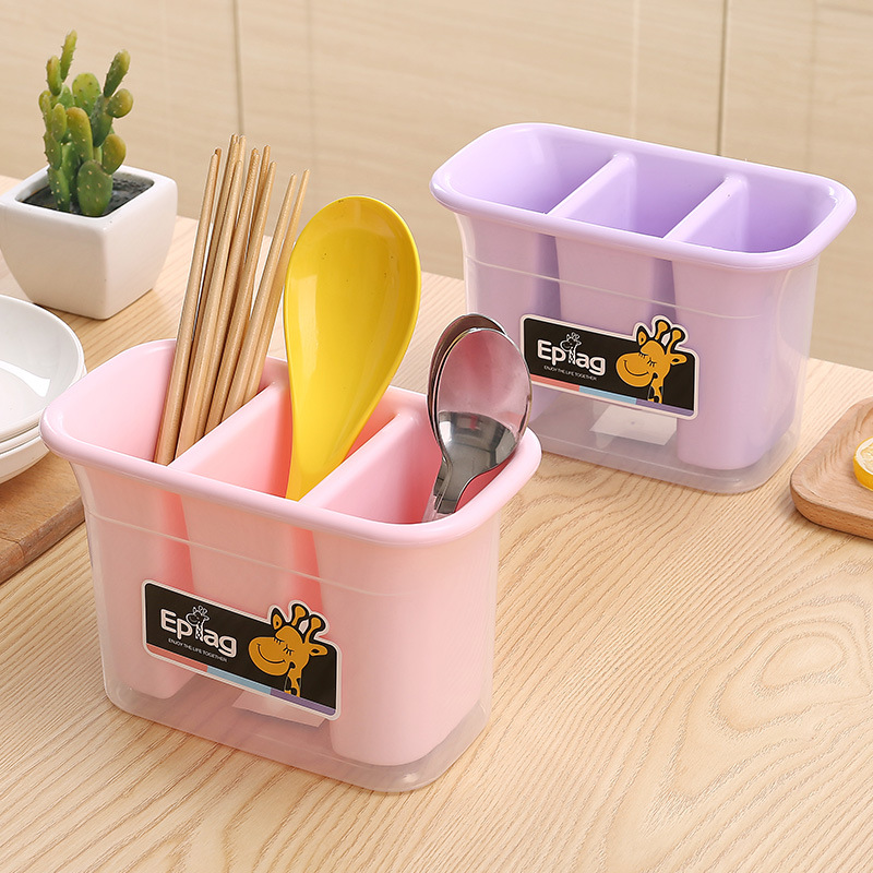 3025 candy-colored chopstick holder kitchenware draining rack thickened double-layer plastic PP double-layer 筷笼 details Picture