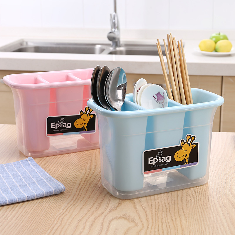 3025 candy-colored chopstick holder kitchenware draining rack thickened double-layer plastic PP double-layer 筷笼 Specification image
