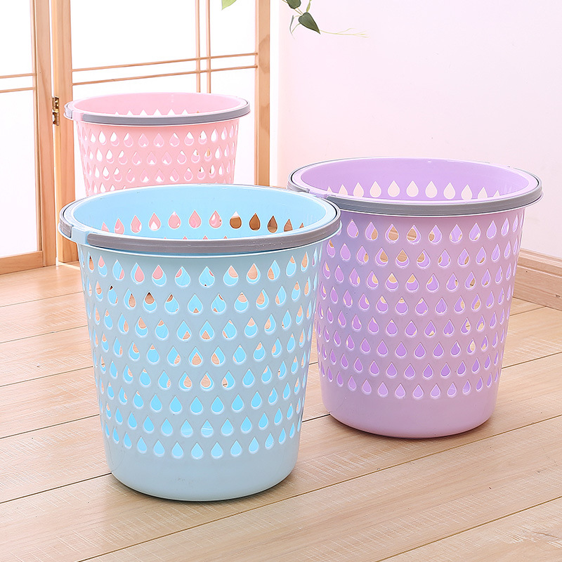 8603 storage bucket, large household water-drop pattern wastebasket, household edge-pressed hand-held plastic waste paper bucket full figure