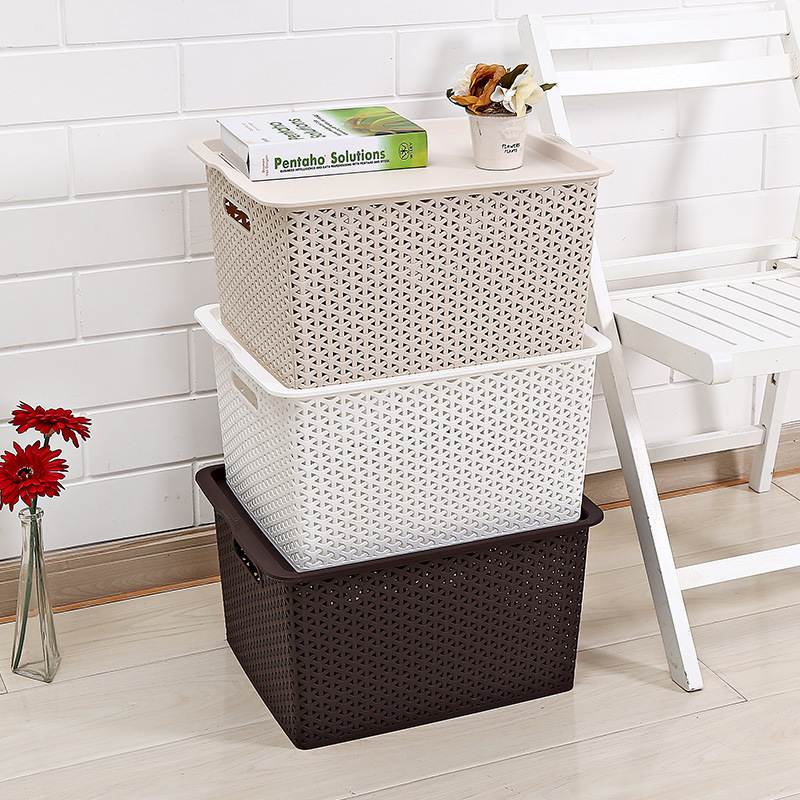 9006 Candy-colored multi-color covered storage basket, wicker storage basket, large covered European and American organizing storage box Specification drawing