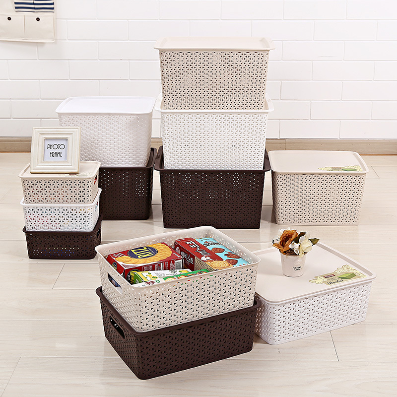 9006 Candy-colored multi-color covered storage basket, wicker storage basket, large covered European and American organizing storage box full figure