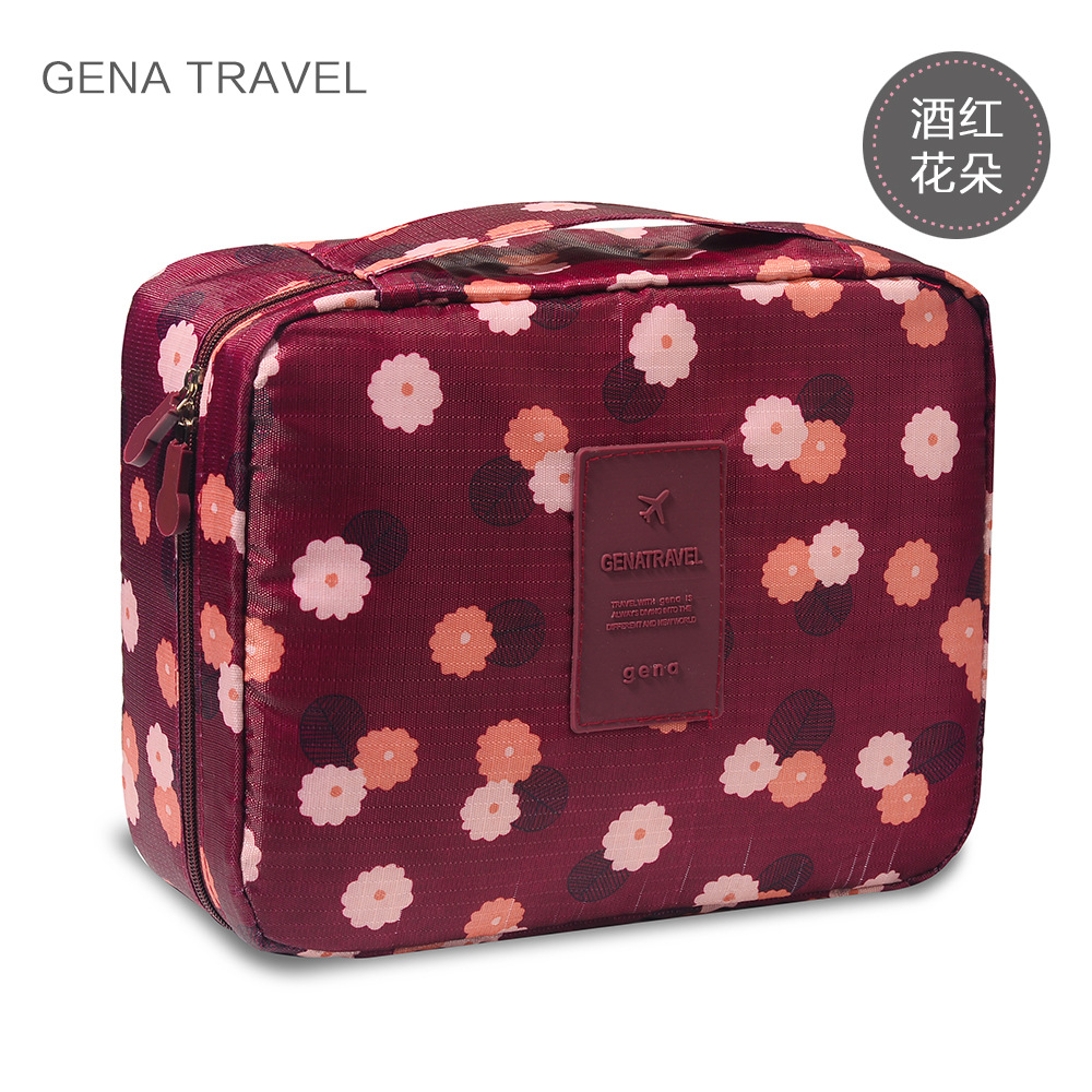 Floral fabric portable travel toiletry bag, waterproof travel storage bag, hand-held toiletry bag, square bag, makeup bag Application Scenario