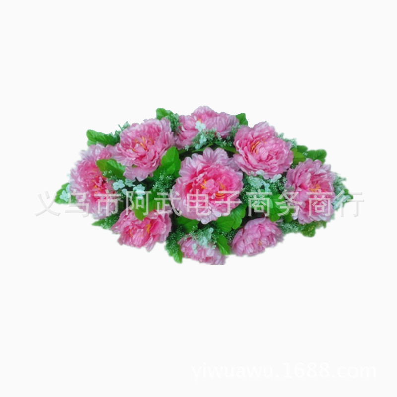 Wedding banquet hotel dining table, round table, revolving table, oval flower arrangement in the middle, living room artificial rose wholesale details Picture
