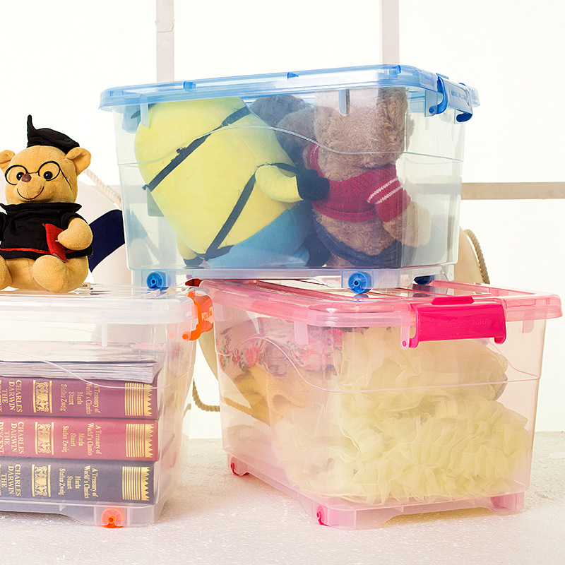 Extra-large storage and organization box for children's toys and quilts, household dust-proof cover plastic home pulley box details Picture