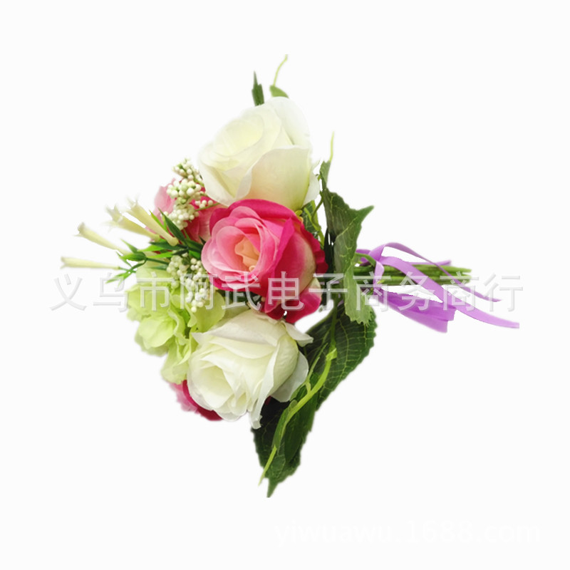 High-end and light luxury bride's hand-held bouquet of simulated roses, hotel, home, wedding decoration, flower arrangement, photography props Item Picture