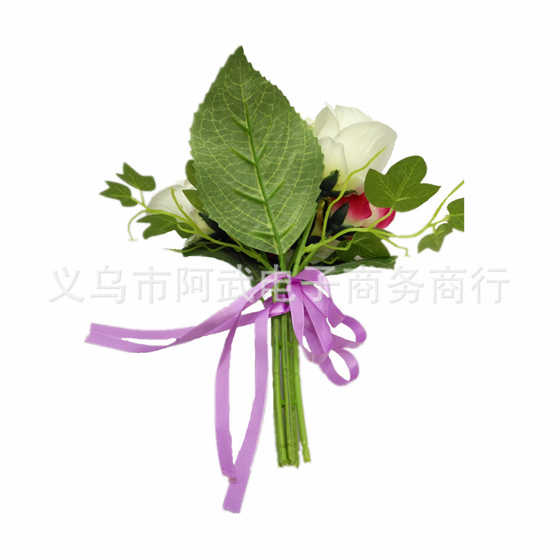 High-end and light luxury bride's hand-held bouquet of simulated roses, hotel, home, wedding decoration, flower arrangement, photography props Application Scenario