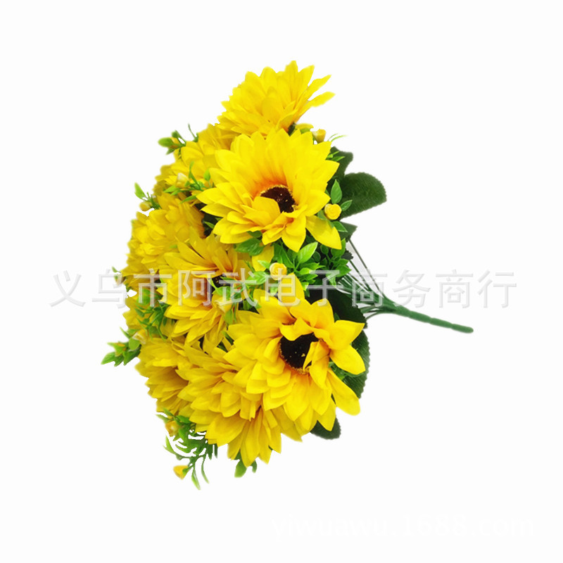 Artificial rose bouquets are cheap and beautiful. Wholesale of preserved flowers, chrysanthemums, plastic flowers, and 24 sunflowers Item Picture