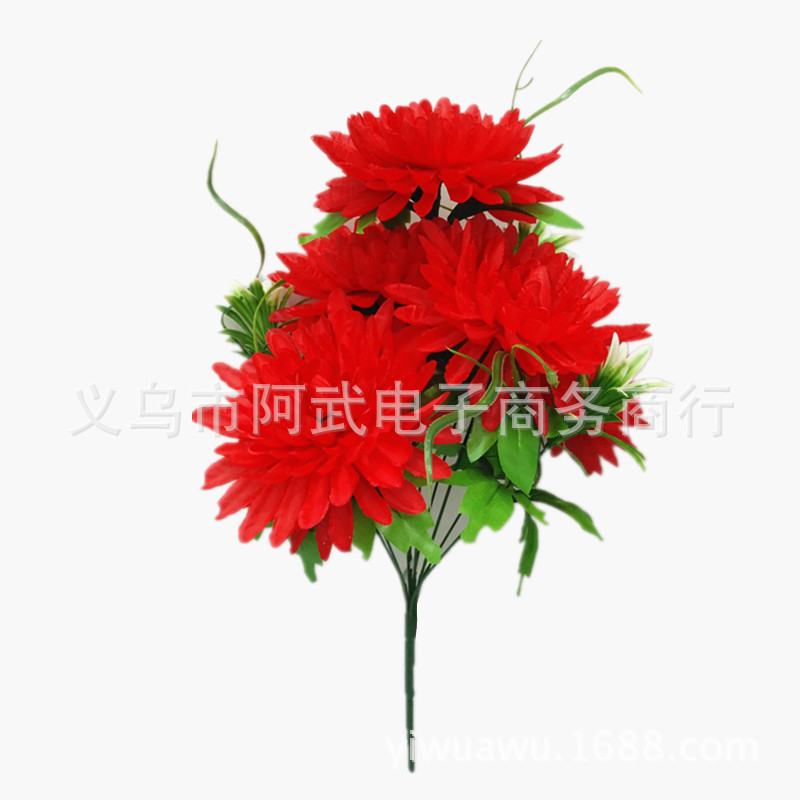 Artificial flowers for ancestral worship during the Qingming Festival, direct sales from the manufacturer. Artificial rose flowers for indoor and outdoor decoration, 9-fork Great Africa details Picture