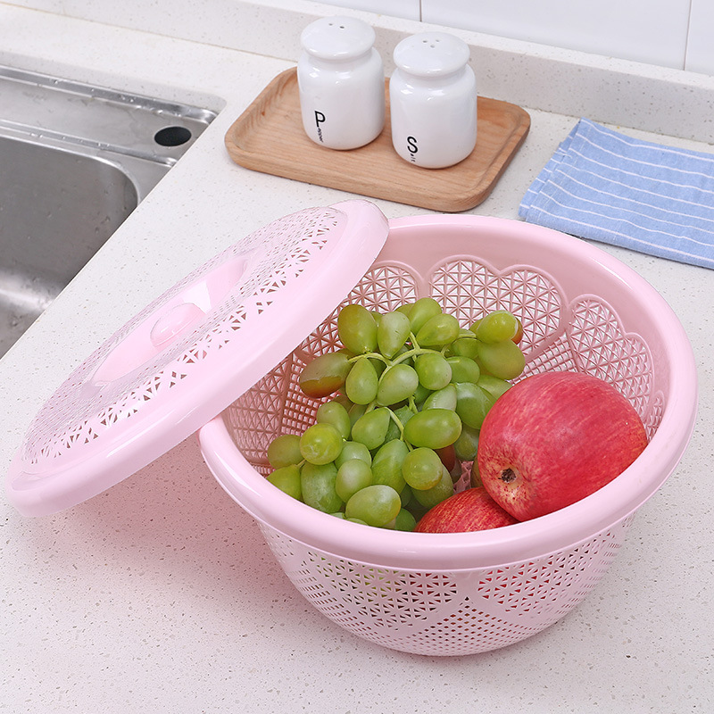 6628 Multi-purpose vegetable washing basket, fruit washing draining basket, water filter screen, extra-large kitchen covered plastic drip basket, fruit basket Application Scenario