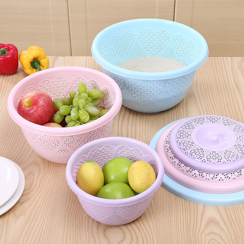 6628 Multi-purpose vegetable washing basket, fruit washing draining basket, water filter screen, extra-large kitchen covered plastic drip basket, fruit basket Item Picture