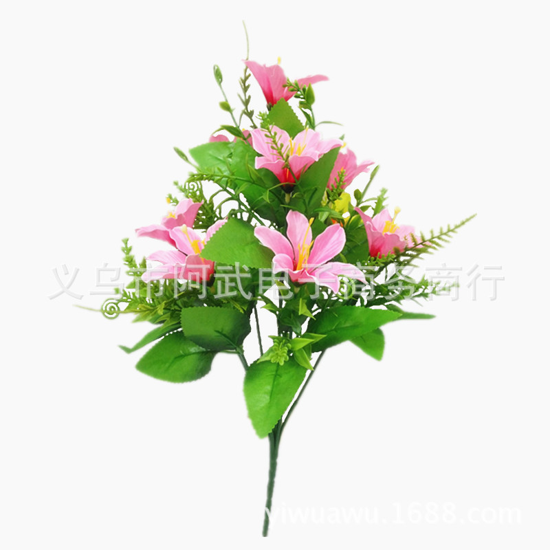 Artificial flowers are beautiful and inexpensive. They are used for atmosphere decoration, props, handicrafts, indoor soft decoration and landscaping. Nine lilies Application Scenario