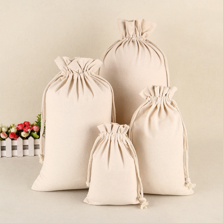 In stock, blank rice and tea packaging, drawstring, linen and cotton fabric, drawstring wine bags, foreign trade version gift storage canvas bags details Picture