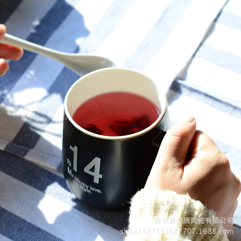 Ceramic cups, creative breakfast cups, mugs, coffee cups, couple water cups, advertising cups, manufacturer supplies digital cups Specification image