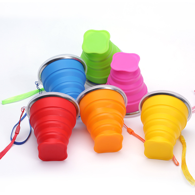 Outdoor Portable Silicone Folding Cup Multifunctional Telescopic Cup Silicone Mouthwash Folding Cup Silicone Folding Cup Specification drawing