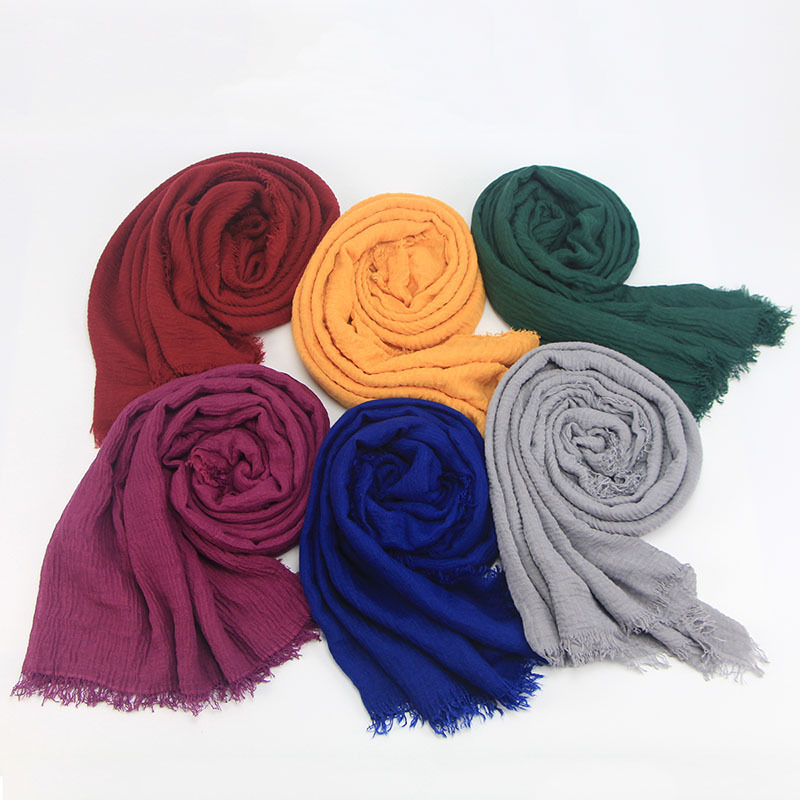 Solid Color Imitation Cotton And Linen Scarf Middle East Scarf Crepe Scarf Wholesale details Picture