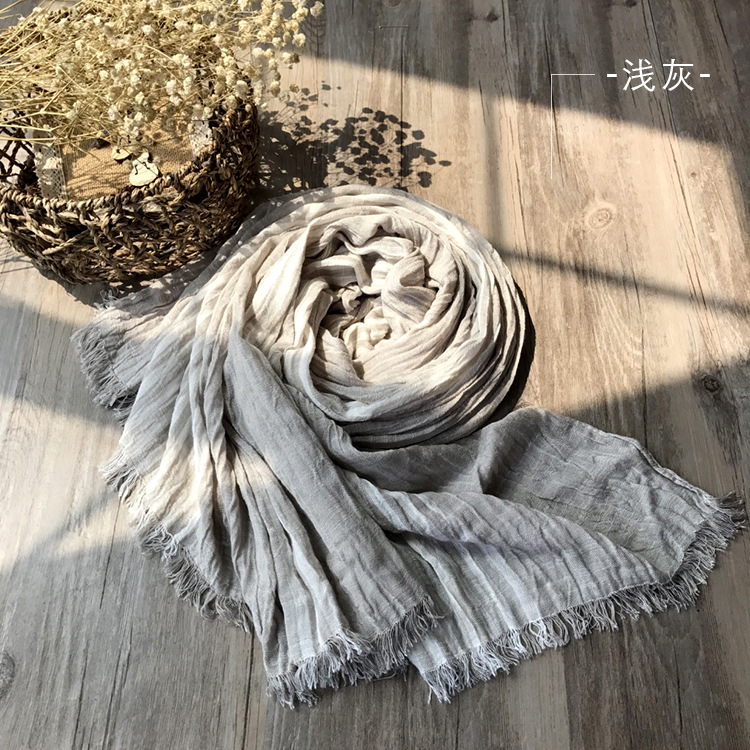 Amazon Men's Scarf Spring And Autumn New Europe And The United States Casual Striped Cotton Scarf Female Thin Foreign Trade Scarf Cross-Border Application Scenario
