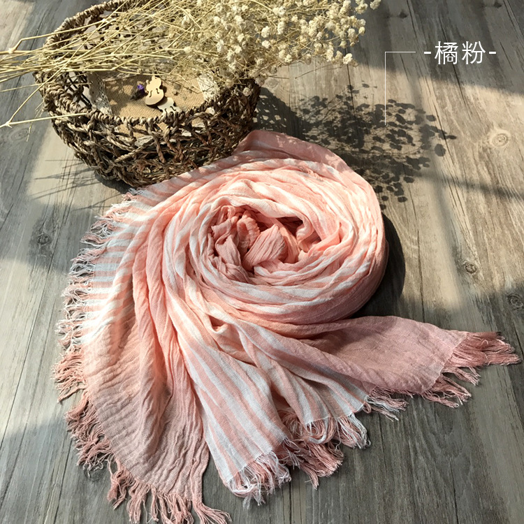 Amazon Men's Scarf Spring And Autumn New Europe And The United States Casual Striped Cotton Scarf Female Thin Foreign Trade Scarf Cross-Border Specification drawing