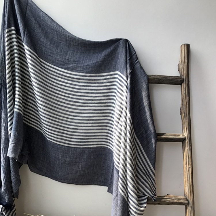 Amazon Men's Scarf Spring And Autumn New Europe And The United States Casual Striped Cotton Scarf Female Thin Foreign Trade Scarf Cross-Border