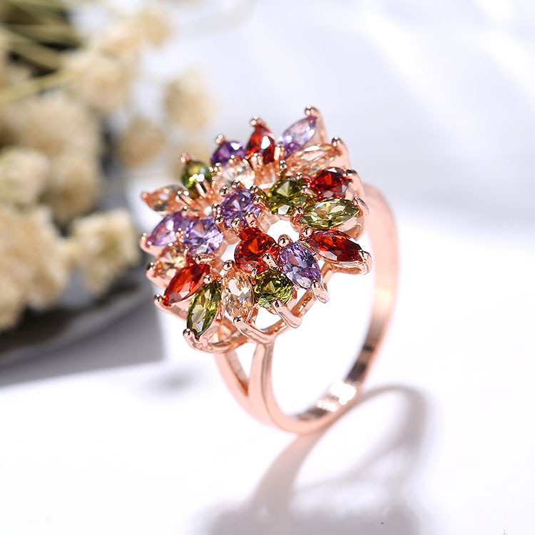 Kasi Jewelry's new, fashionable and dazzling colored zircon rings from Europe and America are now available for wholesale on AliExpress and wish details Picture