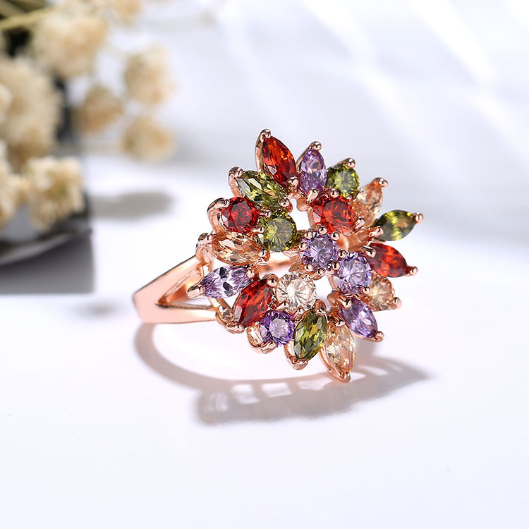 Kasi Jewelry's new, fashionable and dazzling colored zircon rings from Europe and America are now available for wholesale on AliExpress and wish Specification image