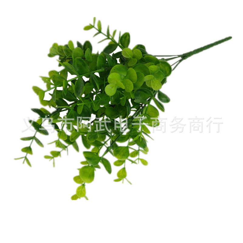 Artificial green plant fern leaf bunches project, green plant wall, outdoor landscape decoration, 5-fork water plant eucalyptus wholesale details Picture