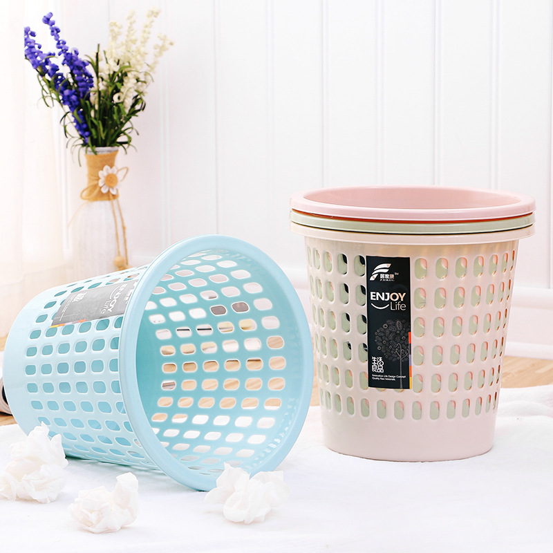 Factory Direct Kitchen Household Trash Bin Living Room Toilet Wholesale Lidless Paper Basket 0525 Plastic Storage Container Application Scenario