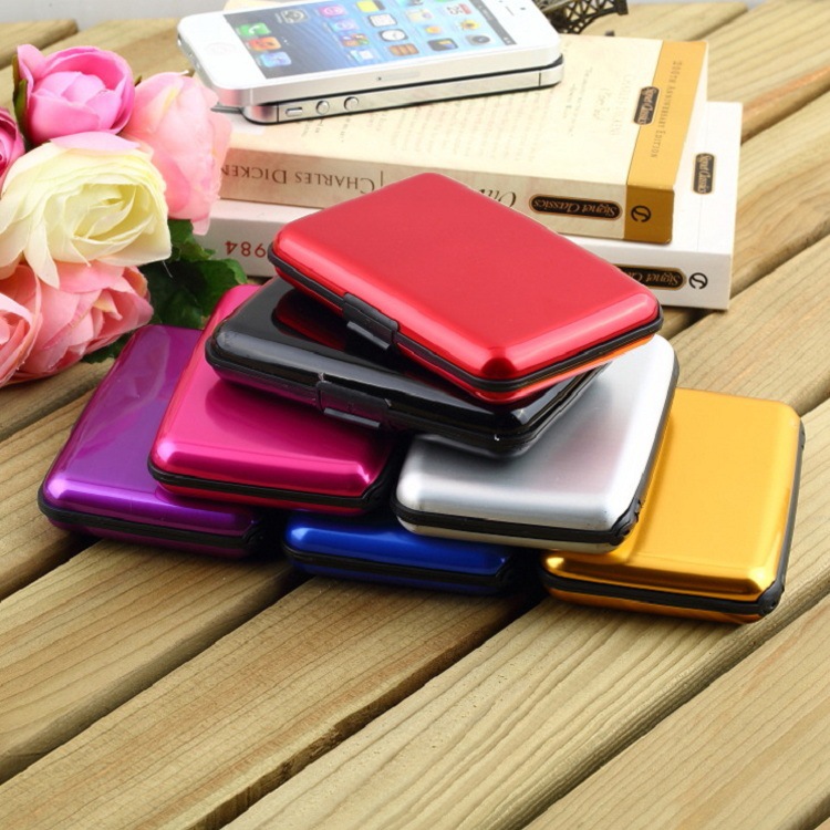 In-stock aluminum alloy credit card case, business card box, aluminum surface color card box, anti-magnetic bank card box, coin purse
