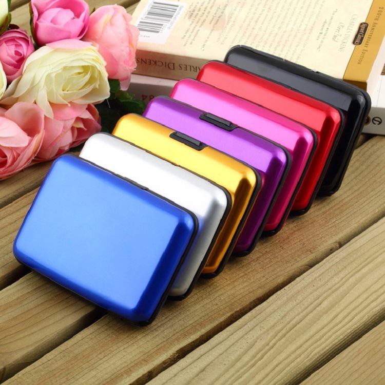 In-stock aluminum alloy credit card case, business card box, aluminum surface color card box, anti-magnetic bank card box, coin purse