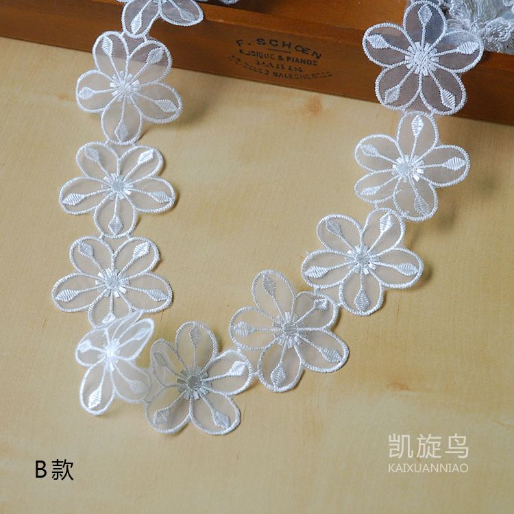 Ougensha women's hat flower edge accessories Polyester embroidered lace fabric patch DIY accessories manufacturer wholesale Specification image