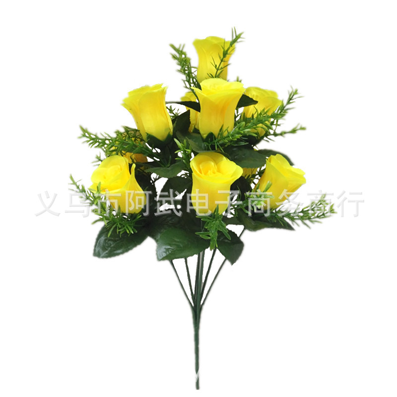 Factory direct sales of 10 artificial rose bud indoor and outdoor decorative floral arrangements Item Picture
