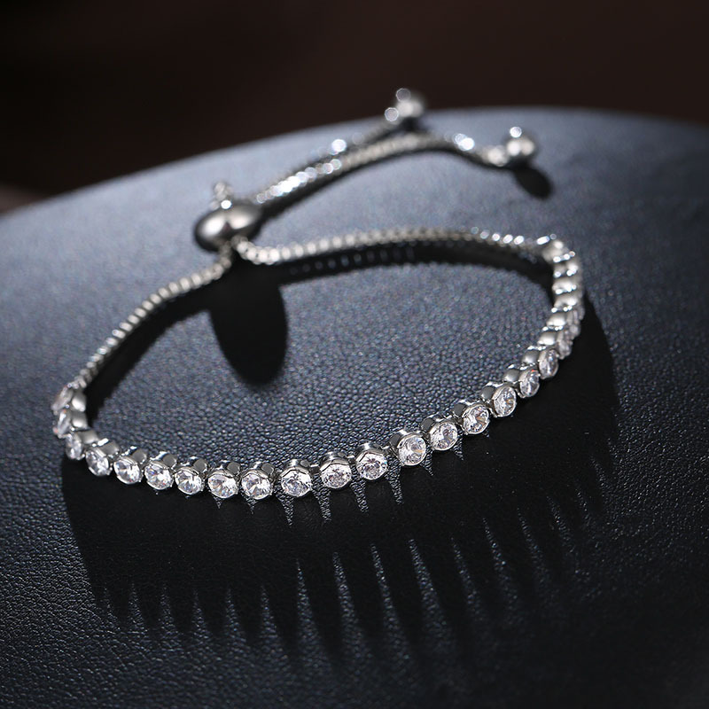 The 3mm adjustable Kashi cross-border bracelet, round zircon pull bracelet and bracelet, women's cross-border potential details Picture