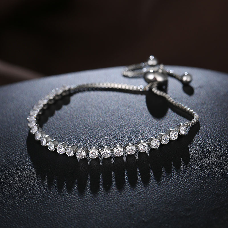The 3mm adjustable Kashi cross-border bracelet, round zircon pull bracelet and bracelet, women's cross-border potential Specification image
