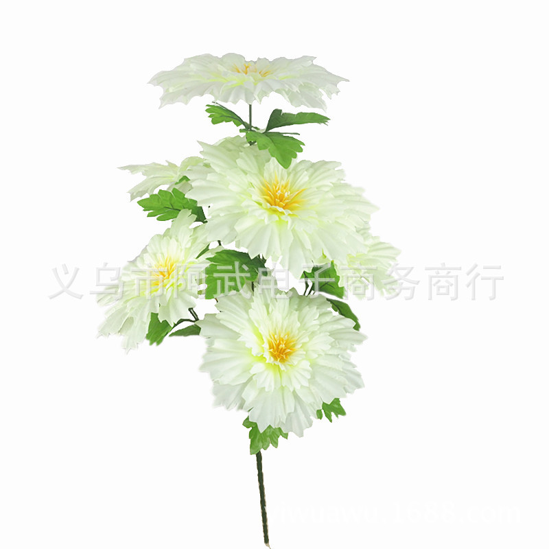 Factory direct sales of artificial flower, 7-head tall maple leaf chrysanthemum, 75CM details Picture
