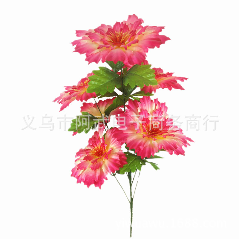 Factory direct sales of artificial flower, 7-head tall maple leaf chrysanthemum, 75CM Specification image